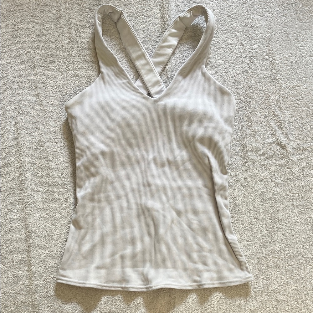 ALO Yoga White Ribbed Tank Top